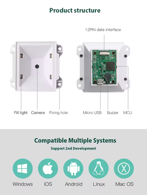 RS485 RS232 와이건드 임베디드 2D 바코드 스캐너 AUTO SENSE 스캔 모드와 3MIL 해상도
